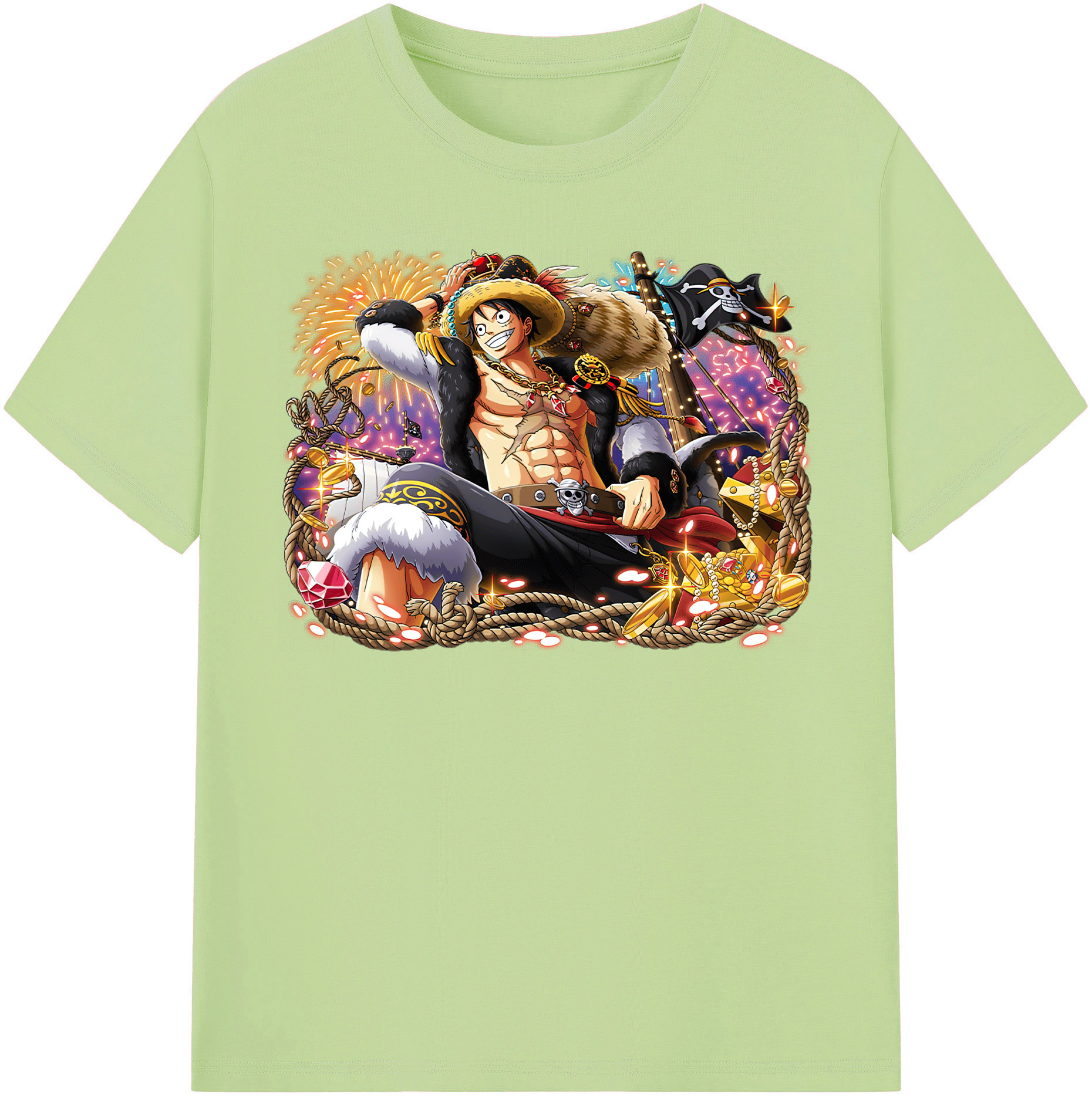 ワンピース モンキー・D・ルフィ ONE PIECE Monkey D. Luffy 綿100％半袖Tシャツ（フロントプリント）